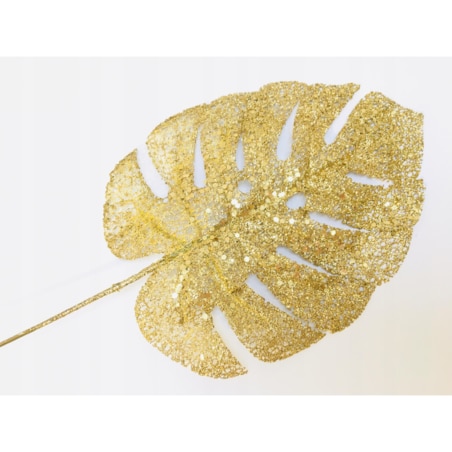 BROKATOWY LIŚĆ anturium ZŁOTY do bukietu dekoracji święta gwiazdka stroik