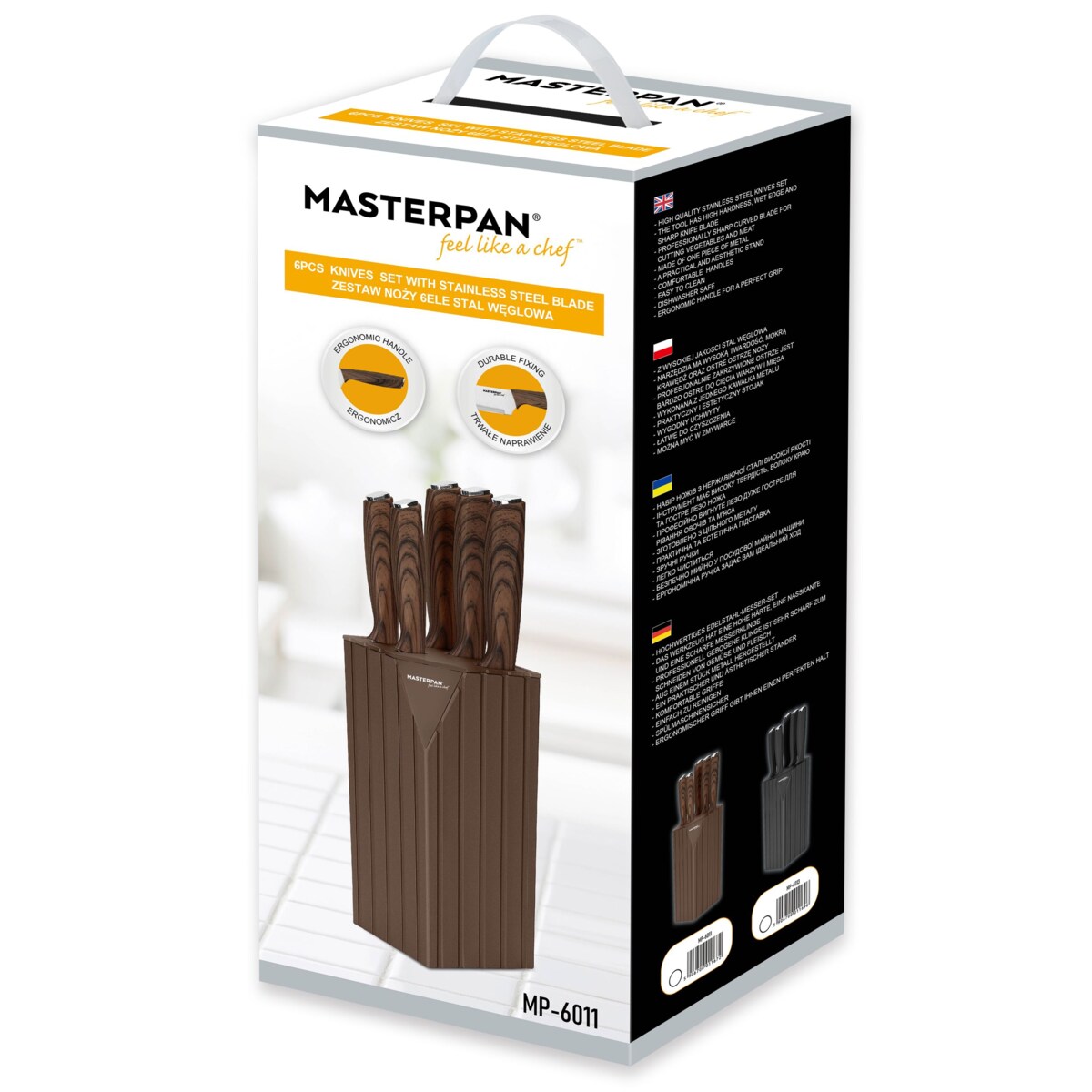 Zestaw Komplet Noży Kuchennych W Bloku 6 El. Ostre Premium