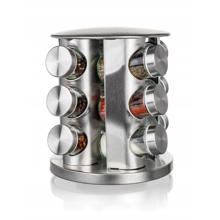 METALOWY PRZYPRAWNIK KOMPLET pojemniki na przyprawy prezent 85ml stojak