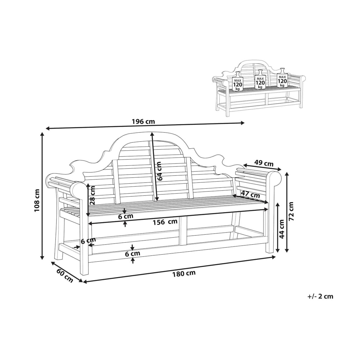 Ławka ogrodowa drewniana jasna MARLBORO