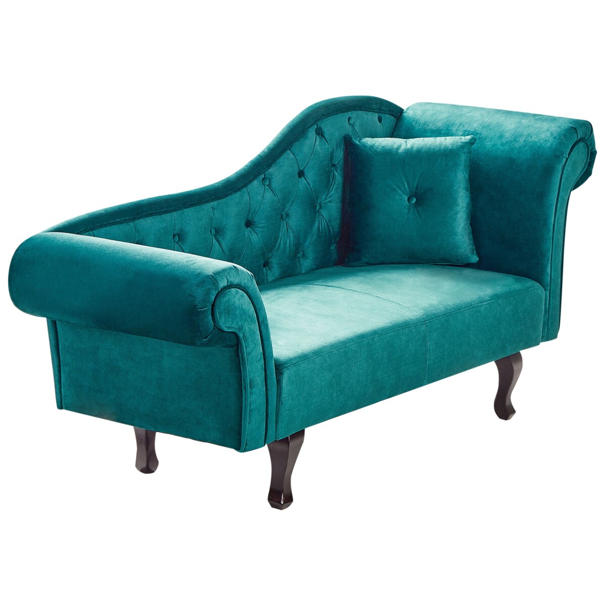 Szezlong welurowy prawostronny zielony LATTES II