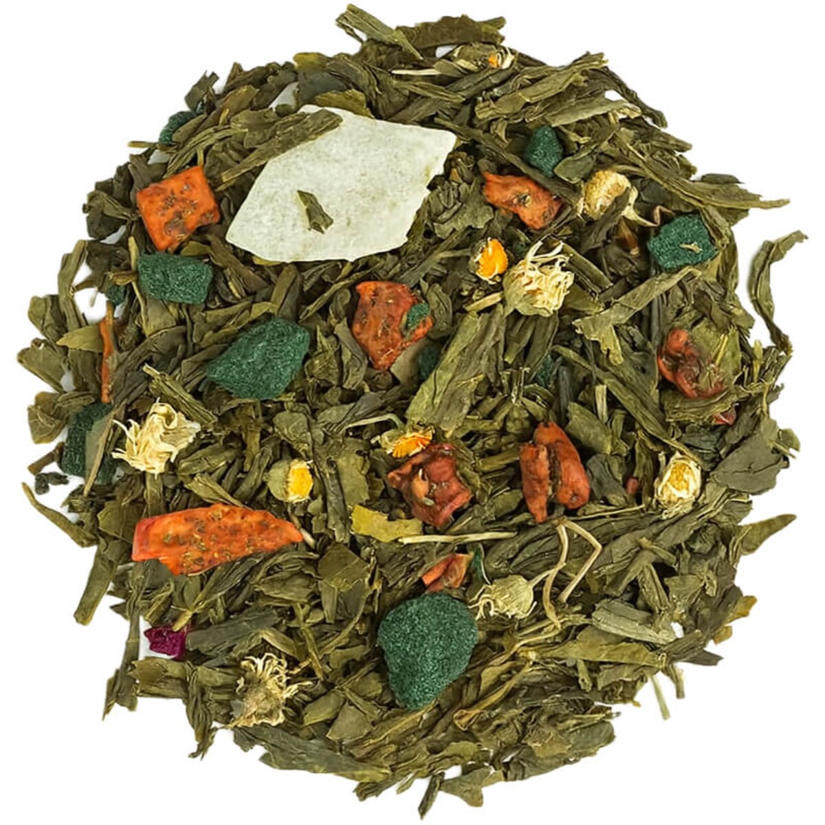 Herbata zielona CUDOWNA SPIRULINA 120g najlepsza liściasta sypana jabłka - herbata liściasta sypana mieszanka napar susz