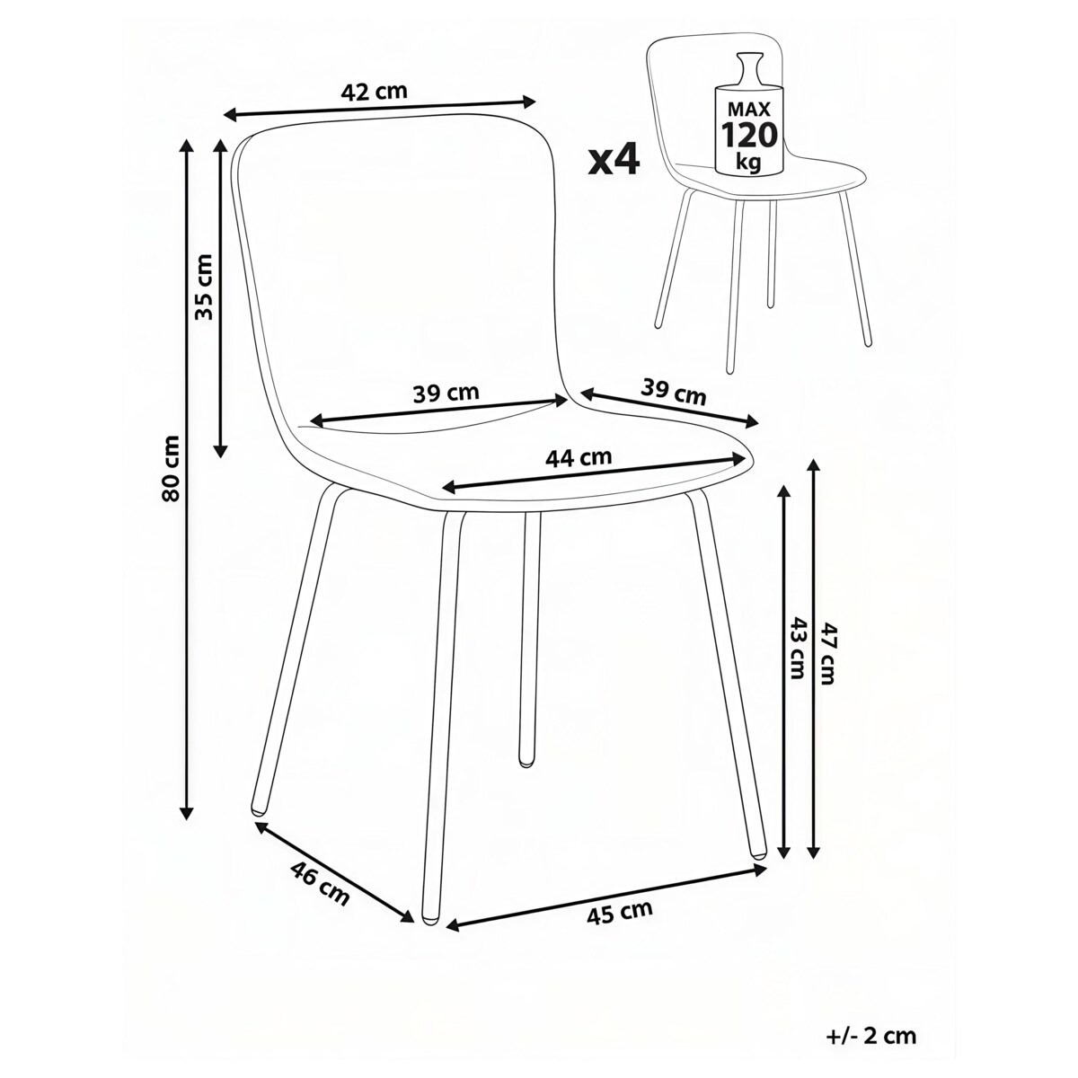 Zestaw 4 krzeseł do jadalni CALDWELL Miętowy