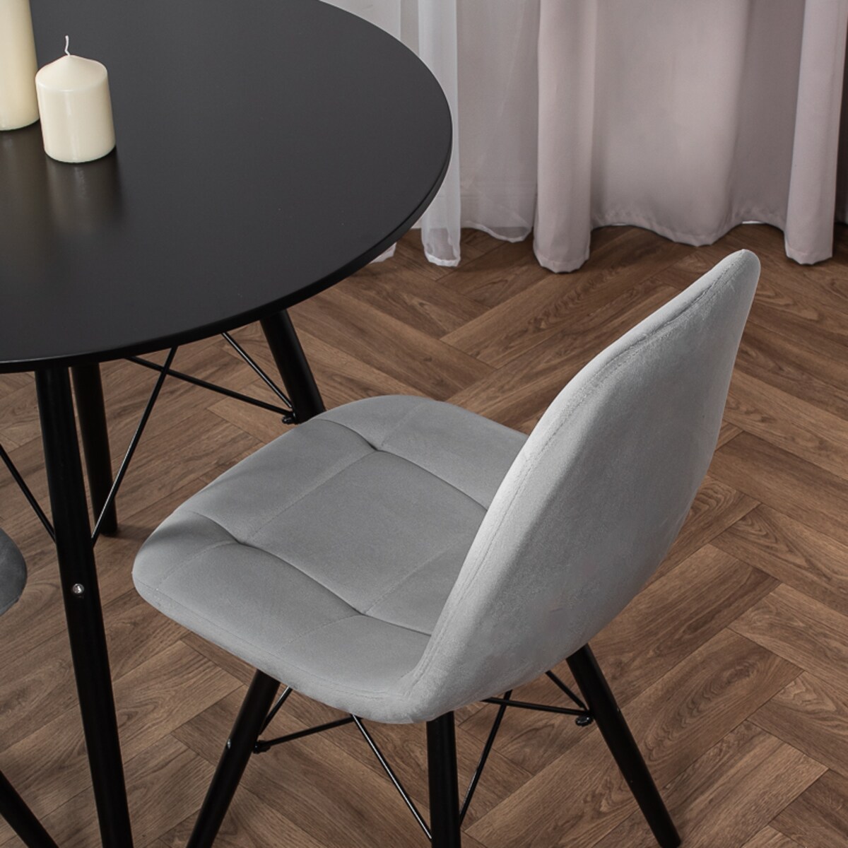 Krzesło tapicerowane do salonu jadalni skandynawskie szare