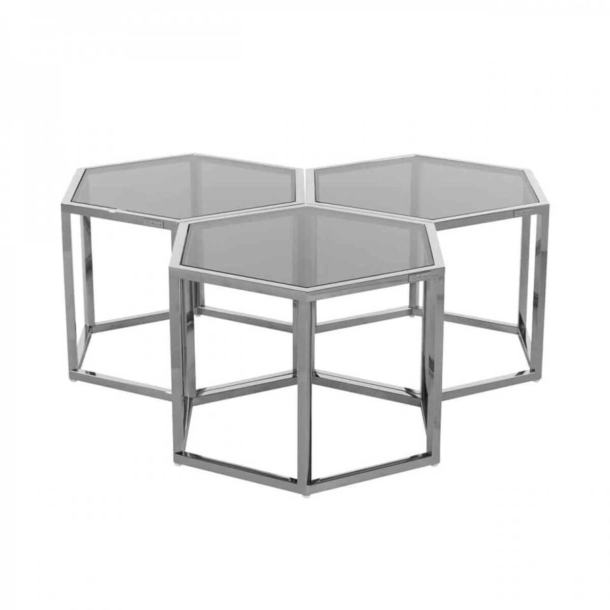 Szklany stolik kawowy Penta 9460 Richmond Interiors plaster miodu glamour srebrny