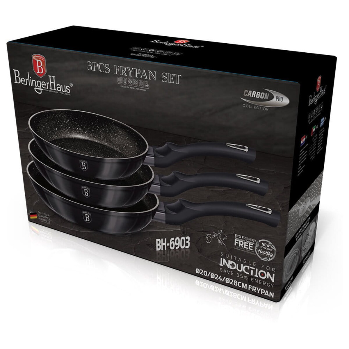 Zestaw 3 patelni marmurowych Berlinger Haus BH-6903