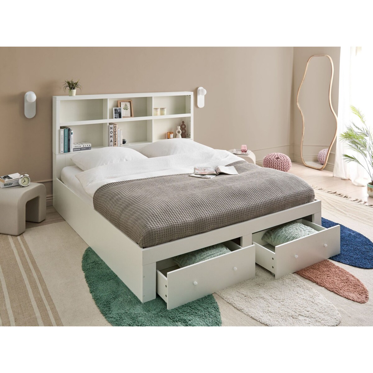 Łóżko z szufladami TARARE 180 x 200 cm Biały