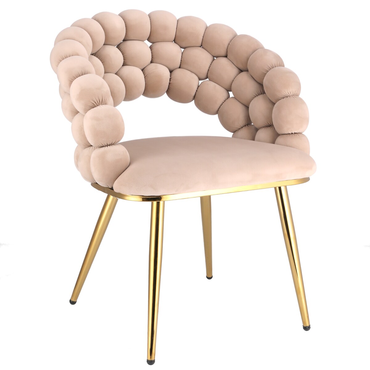 Krzesło tapicerowane welurowe BELLA beżowe