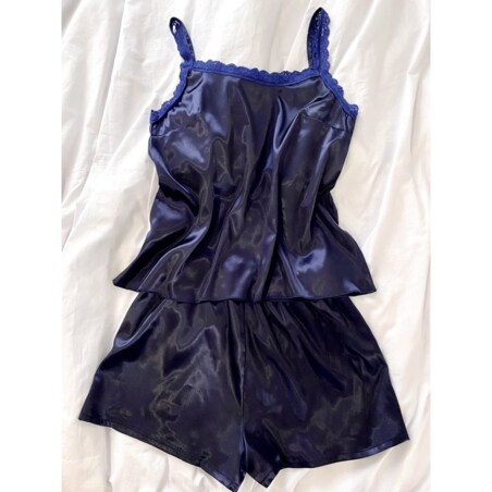 Piżama Damska Z Koronką Granatowa S/M