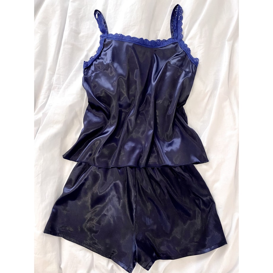 Piżama Damska Z Koronką Granatowa S/M