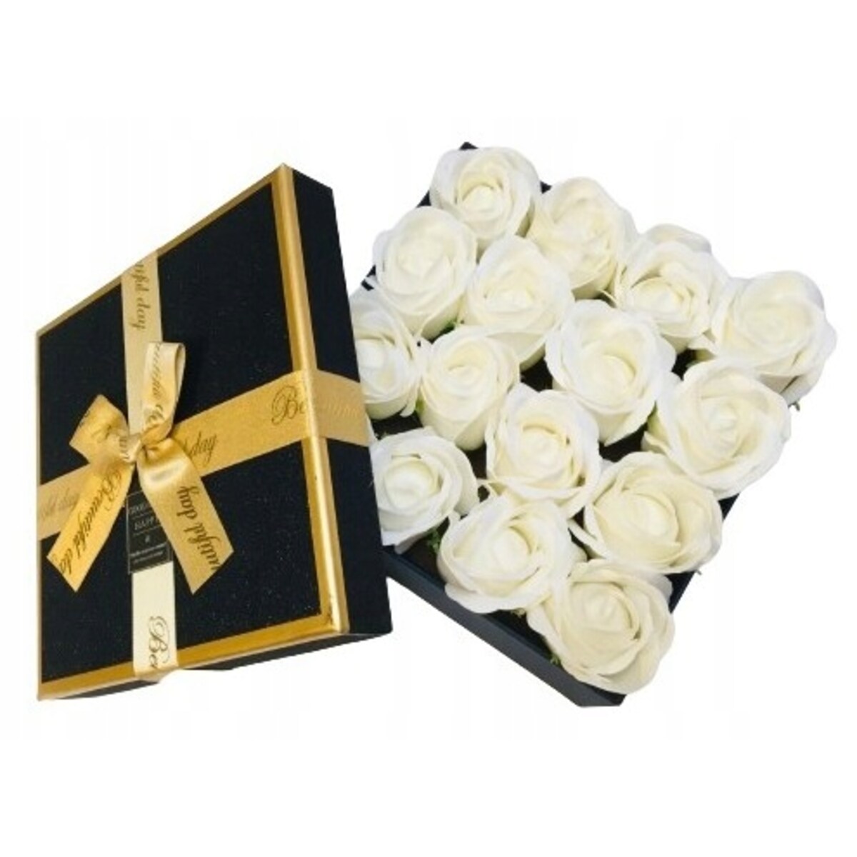 BOX PACHNĄCE białe RÓŻE MYDLANE GOTOWY PREZENT upominek urodziny ślub kwiat