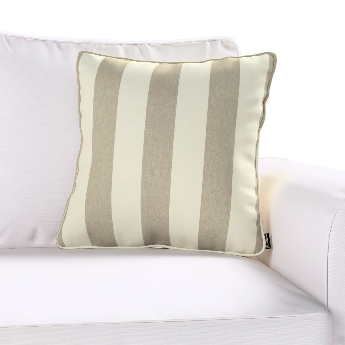 Poszewka Gabi na poduszkę 45x45 beżowo-białe pionowe pasy (5,5cm)