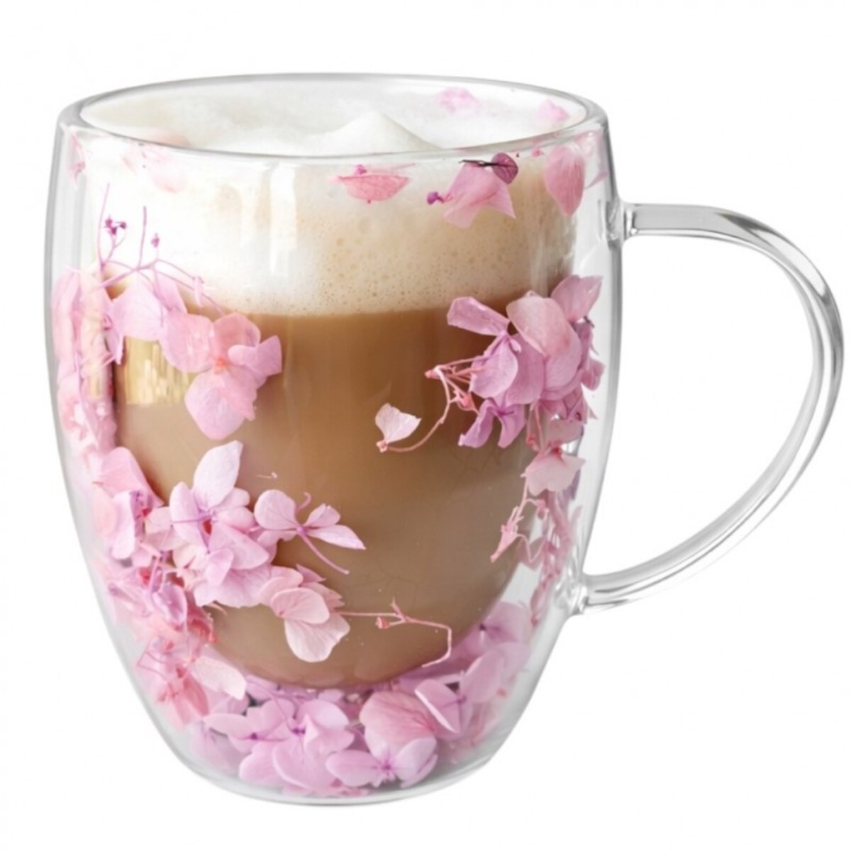 Szklanka termiczna z kwiatami w środku, gipsówka hortensje róż 300 ml 1szt SZK165
