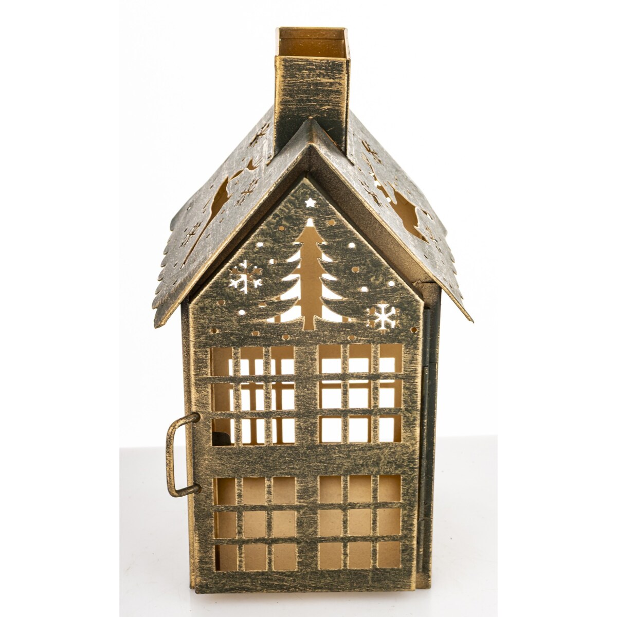 Dekoracja - metalowy domek 20x11,5x10 cm MIHNU z jeleniem na dachu