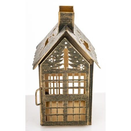 Dekoracja - metalowy domek 20x11,5x10 cm MIHNU z jeleniem na dachu