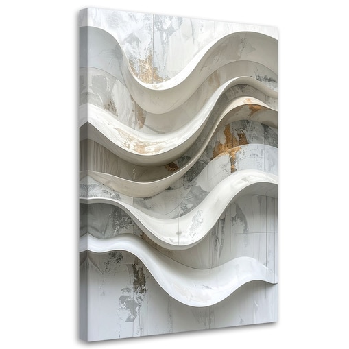 Obraz do salonu loftu biura, Abstrakcja geometryczna biała w stylu glamour z falami 70x100 cm