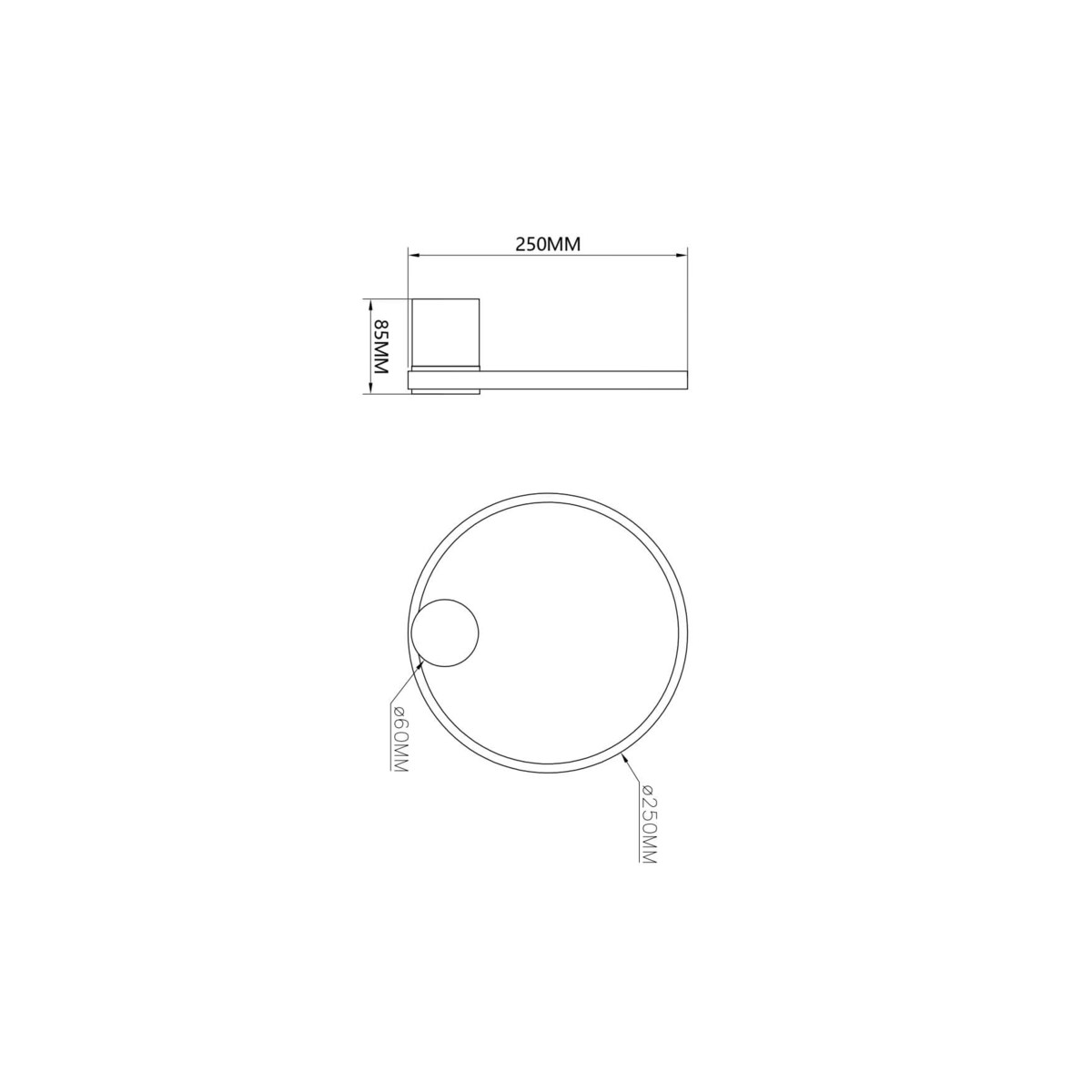 LAMPA ŚCIENNA VENTURO MOSIĄDZ + CZERŃ