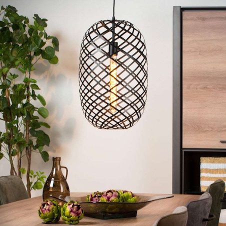 LAMPA wisząca WOLFRAM 21417/32/30 Lucide loftowa OPRAWA metalowy ZWIS druciany czarny