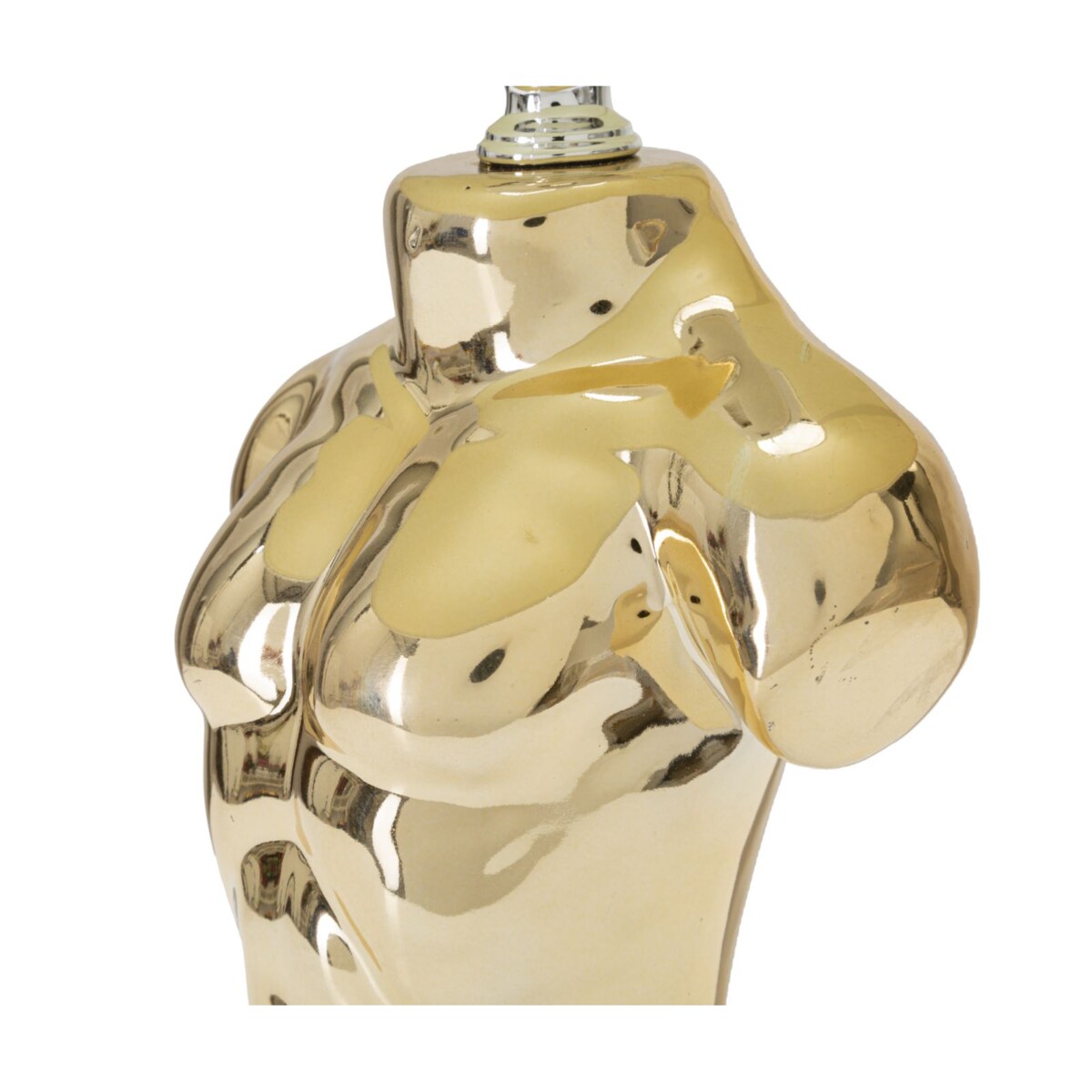 Lampa stołowa Glam Man, kolor złoty, ceramika, żelazo i tkanina, 25 x 25 x 42,5 cm, 1 x E27, max. 40 W, do salonu i sypialni, Mauro Ferretti