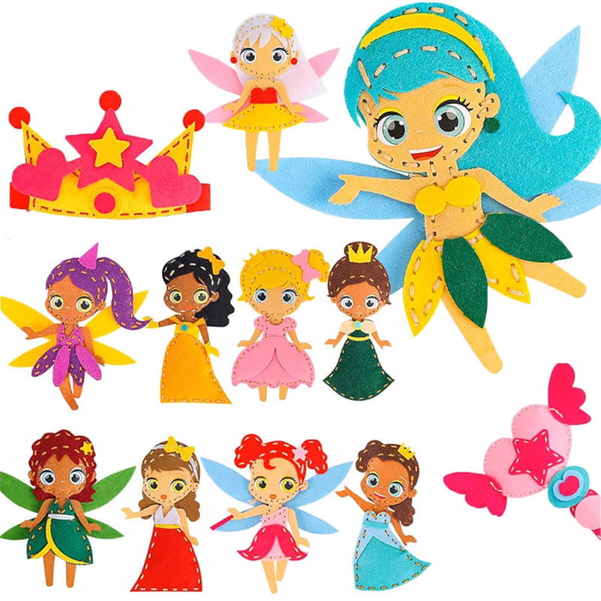 Wróżki - filcowy zestaw do szycia DIY - 12 elementów