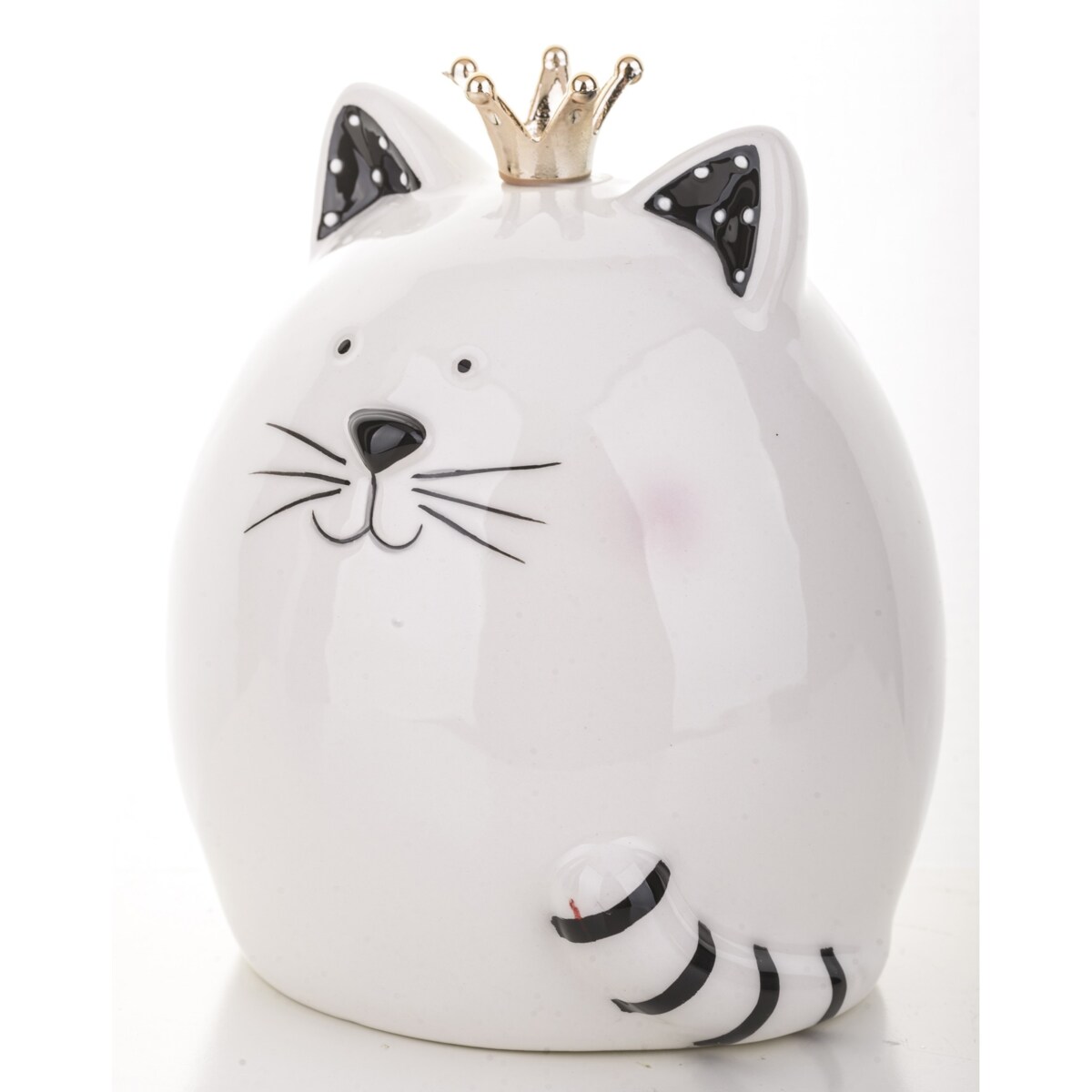Skarbonka ceramiczna - 12x10x10 cm kotek GATTINO w koronie