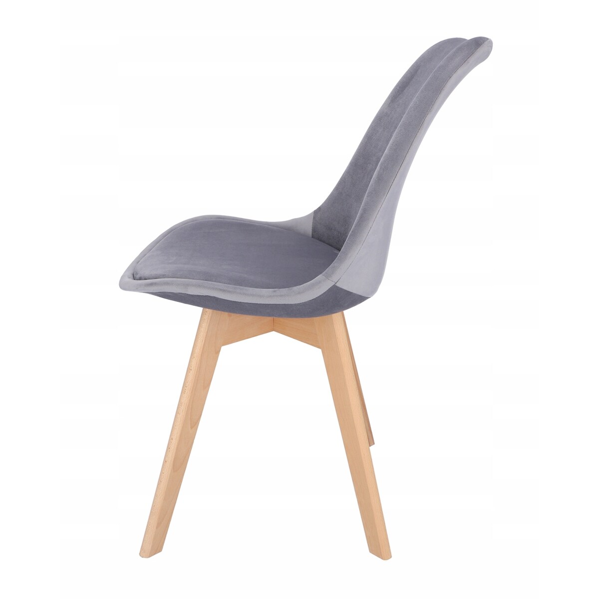 Krzesło tapicerowane welurowe BARI szare