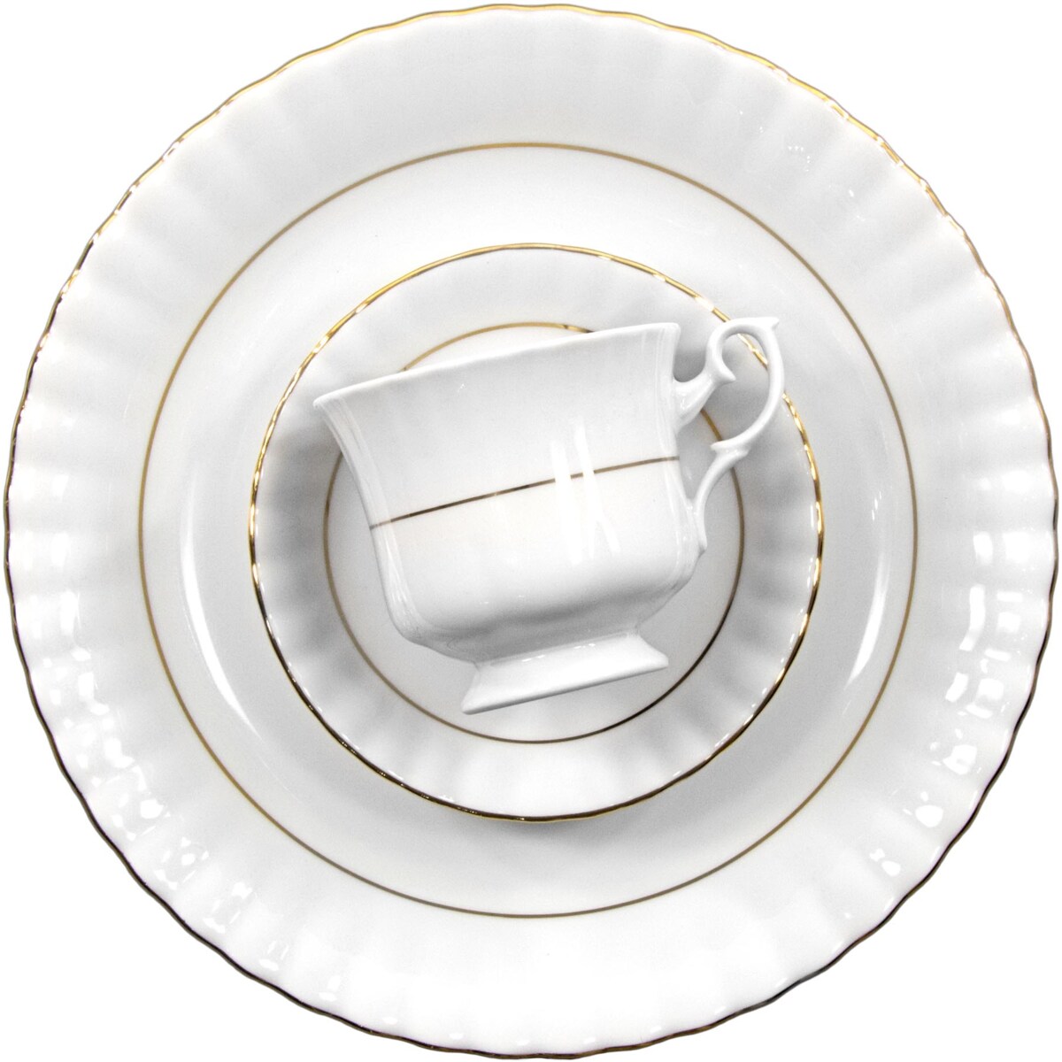 Zestaw obiadowo-kawowy dla 12 osób 131 el. Iwona Złota Linia B014