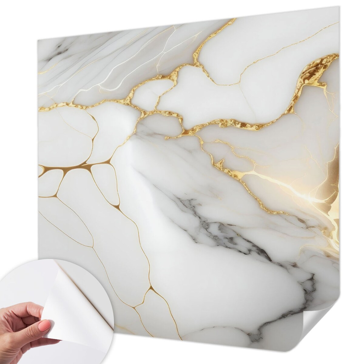 Fototapeta samoprzylepna 250x250 cm - Marmurowa elegancja, tapeta ścienna biała