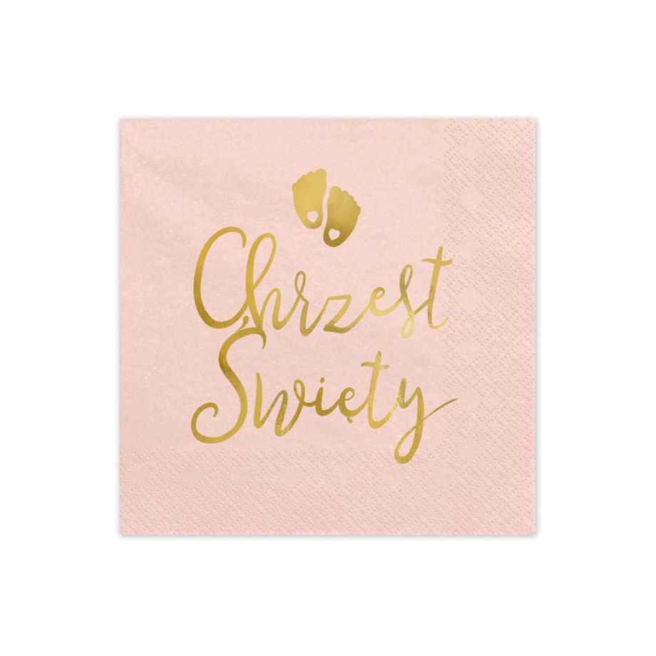 Serwetki Chrzest Święty, 33x33 cm, jasny różowy (1 op. / 12 szt.)