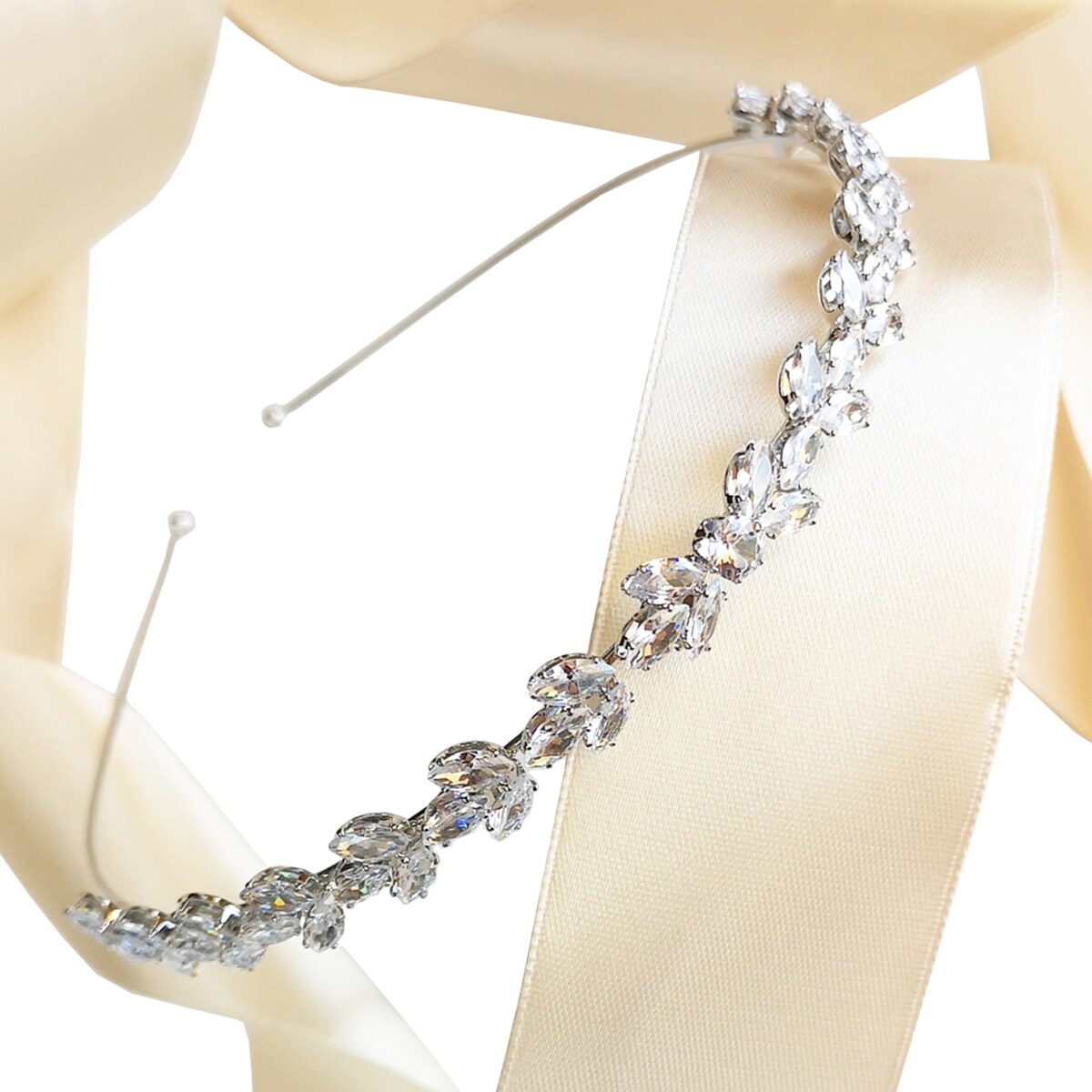 Opaska ślubna z cyrkoniami srebrna wieczorowa elegancja wysoka jakość