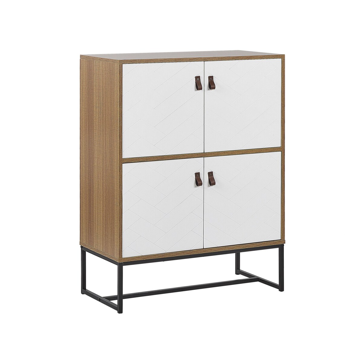 Szafka czterodrzwiowa jasne drewno z białym NUEVA