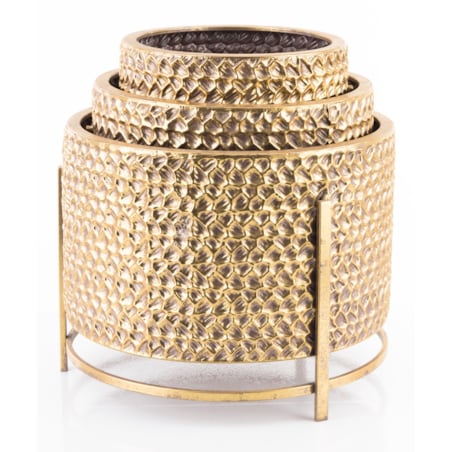 Osłonka metalowa, tłoczona 3 szt. 39/25/23x35/30/24 cm Urrea złota