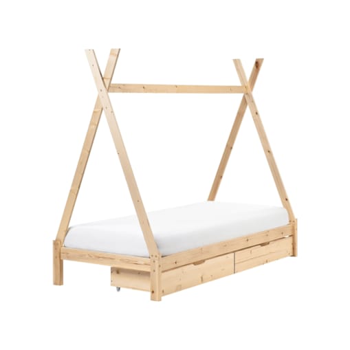 Łóżko z szufladami Drewno sosnowe DEVAY 90 x 200 cm Jasne drewno