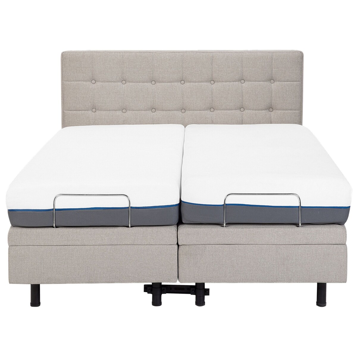 Łóżko regulowane tapicerowane 160 x 200 cm beżowe DUKE