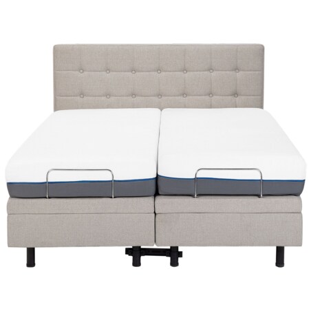 Łóżko regulowane tapicerowane 160 x 200 cm beżowe DUKE