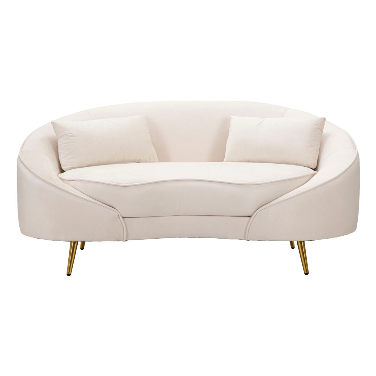 Sofa Oslo, kolor kremowy i złoty, poliester, drewno eukaliptusowe i metal, 148 x 84 x 68 cm, do salonu, Mauro Ferretti