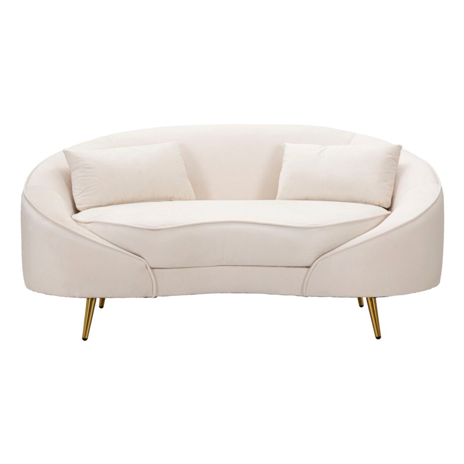 Sofa Oslo, kolor kremowy i złoty, poliester, drewno eukaliptusowe i metal, 148 x 84 x 68 cm, do salonu, Mauro Ferretti