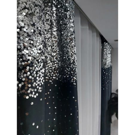 zasłona welurowa "dubaj" z cekinami 140x270 taśma | czarny