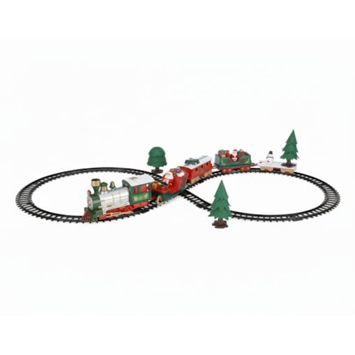Kolejka świąteczna z lokomotywą i saniami Mikołaja, 22 el., 283 cm