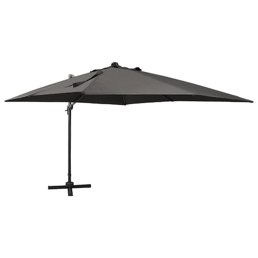 vidaXL Parasol wiszący z lampkami LED i słupkiem, antracytowy, 300 cm