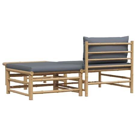 vidaXL 3-cz. zestaw mebli do ogrodu, ciemnoszare poduszki, bambus