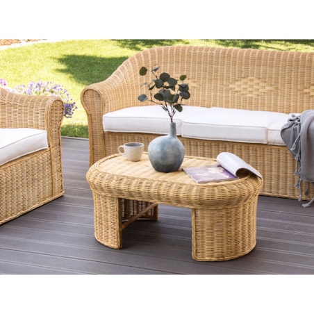 Stolik kawowy ogrodowy LIVADEIA 60 cm 96 cm Rattan Naturalny