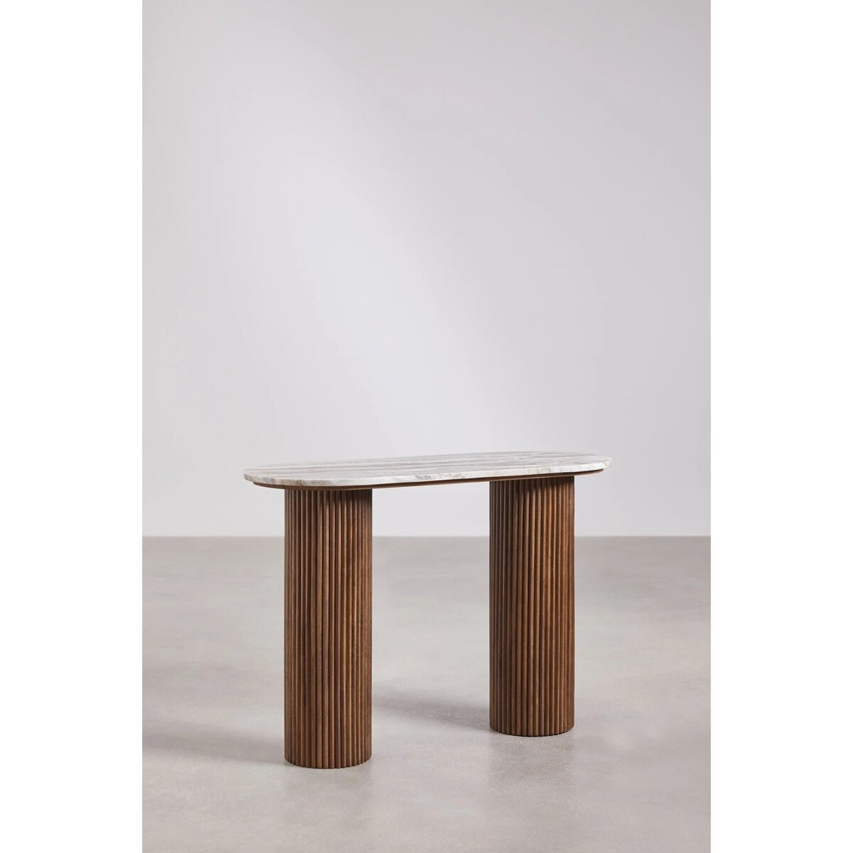 Konsola z marmuru i drewna mango 110x45 cm Norma