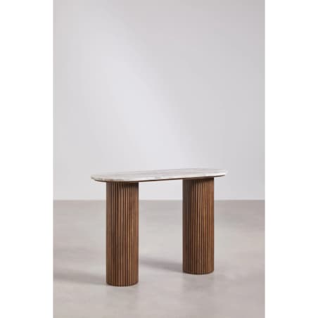 Konsola z marmuru i drewna mango 110x45 cm Norma