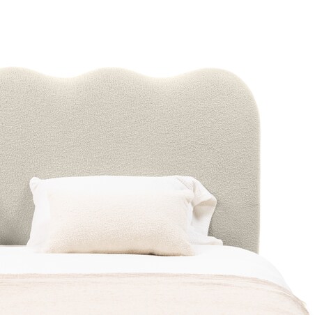 Łóżko 160x200 cm ze stelażem i pojemnikiem bouclé beżowe