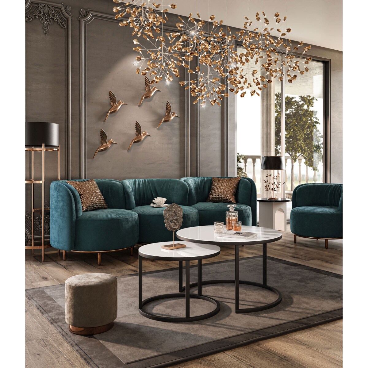 Stolik kawowy CIRI 2w1 czarny białe szkło