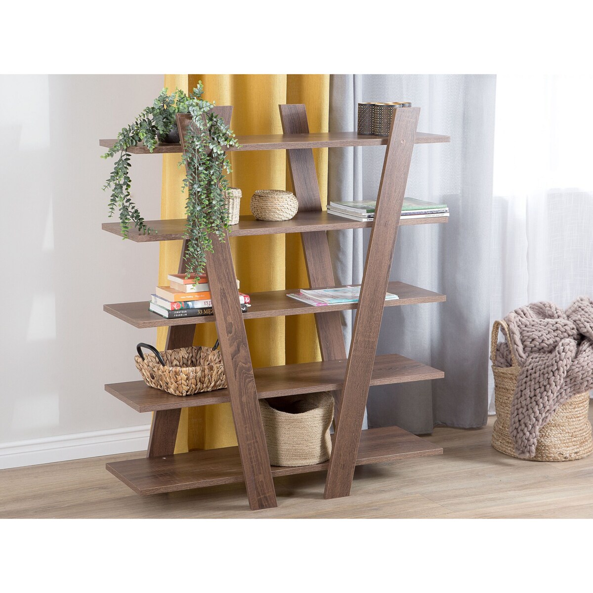 Regał 5 półek ciemne drewno ESCALANTE