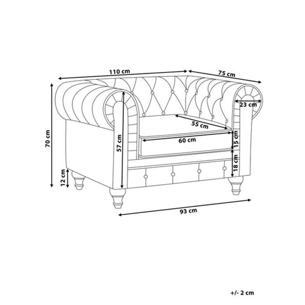 Fotel welurowy żółty CHESTERFIELD