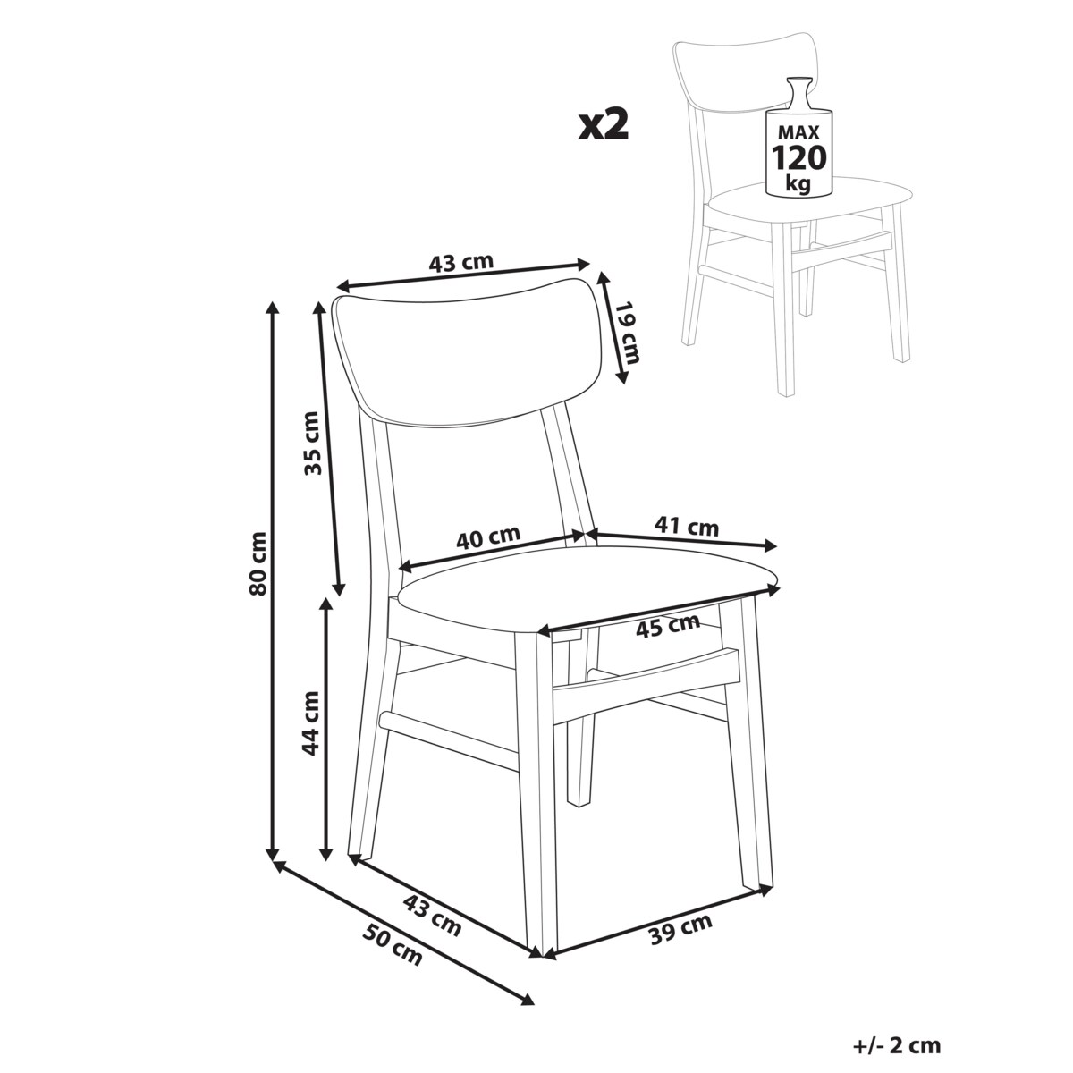 Zestaw 2 krzeseł do jadalni ANOKA Drewno kauczukowe Beżowoszary
