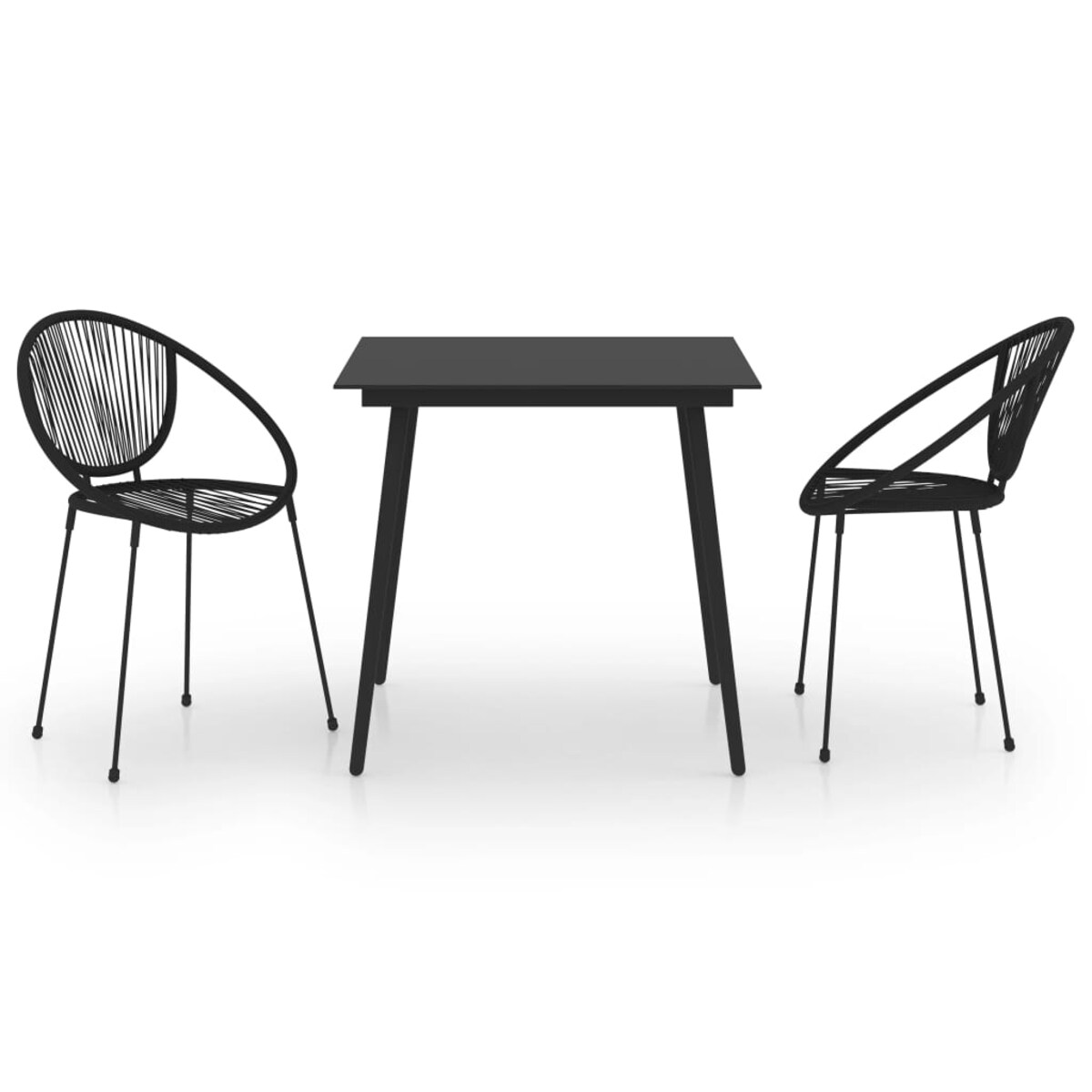 vidaXL 3-częściowy zestaw mebli ogrodowych, rattan PVC, czarny